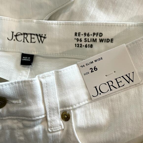 J.Crew 1996 Slim Wide Leg Jean Denim Vacation Holiday Date Trip CH680 White 26 - Picture 14 of 16